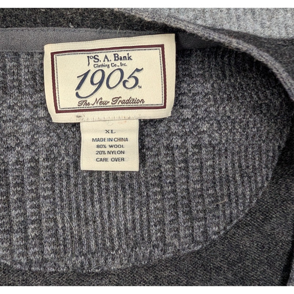 Jos A Banks Cardigan Mens XL Wool Preppy Color Block Staple 1905 Check Grandpa - Picture 4 of 6